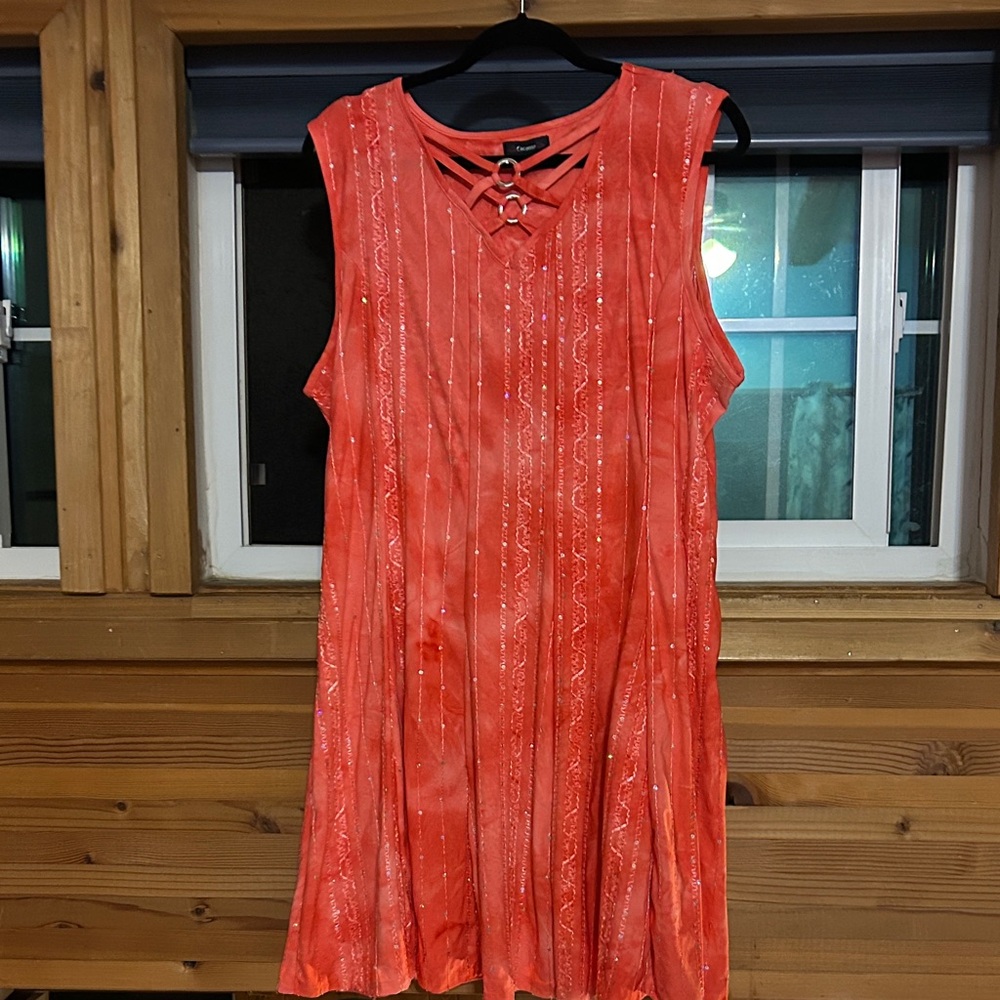 Red Sleeveless Dress with Crisscross Detail